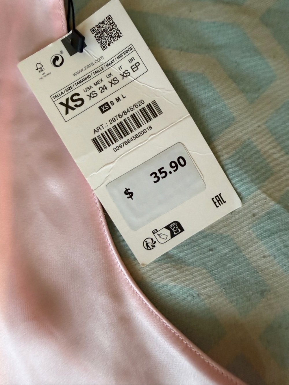 Sleeveless Satin Tank Top - Blush Pink - Picture 3 of 3